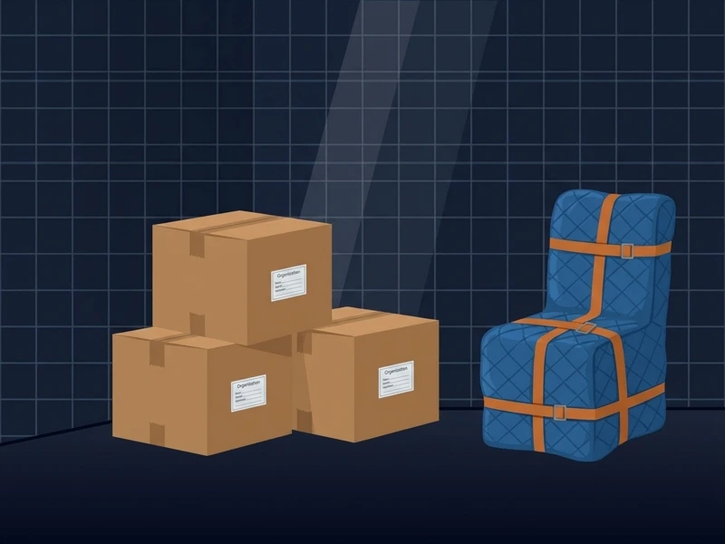 Exemple de cartons étiquetés et de meubles protégés après emballage